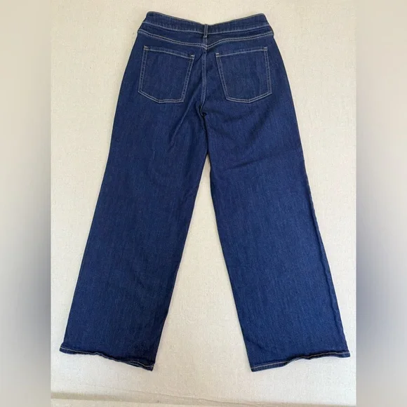 P102 Old Navy Dark Blue Petite High-Rise Wide Leg Jeans - Picture 2 of 7